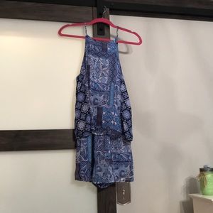 Blue paisley romper